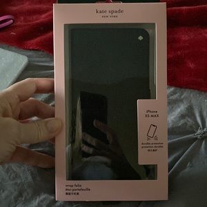 Kate Spade New York Black Glitter Wrap Folio Black iPhone XS Folio Case
